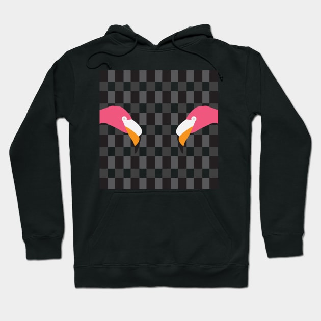 Pink Flamingo on Black White Plaids Hoodie by sigdesign